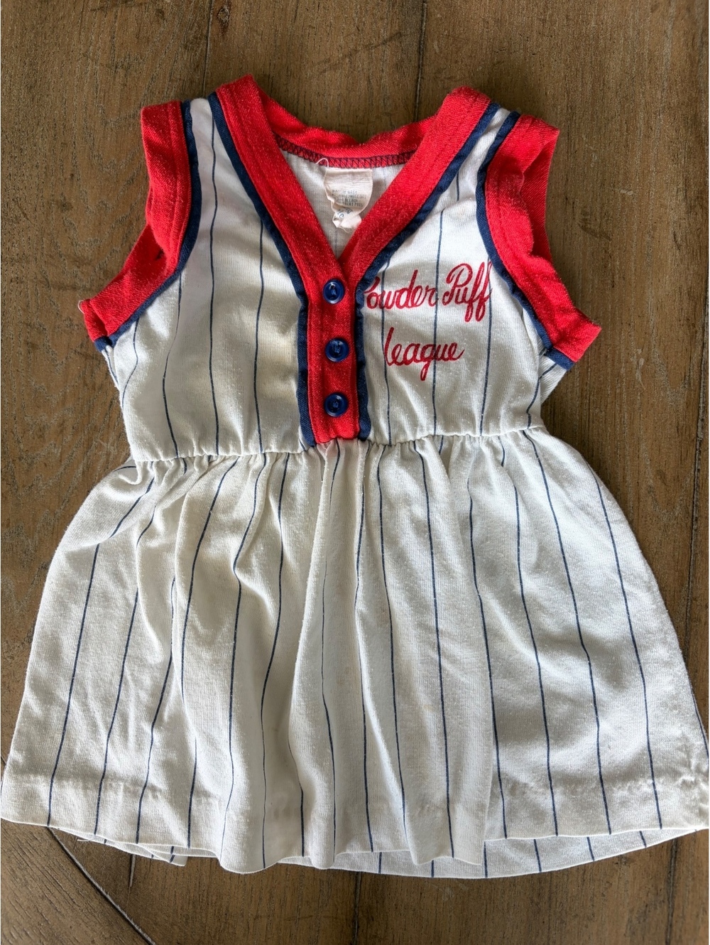 Vintage 70s baby girl Powder Puff League baseball uniform dress 2X King Cole